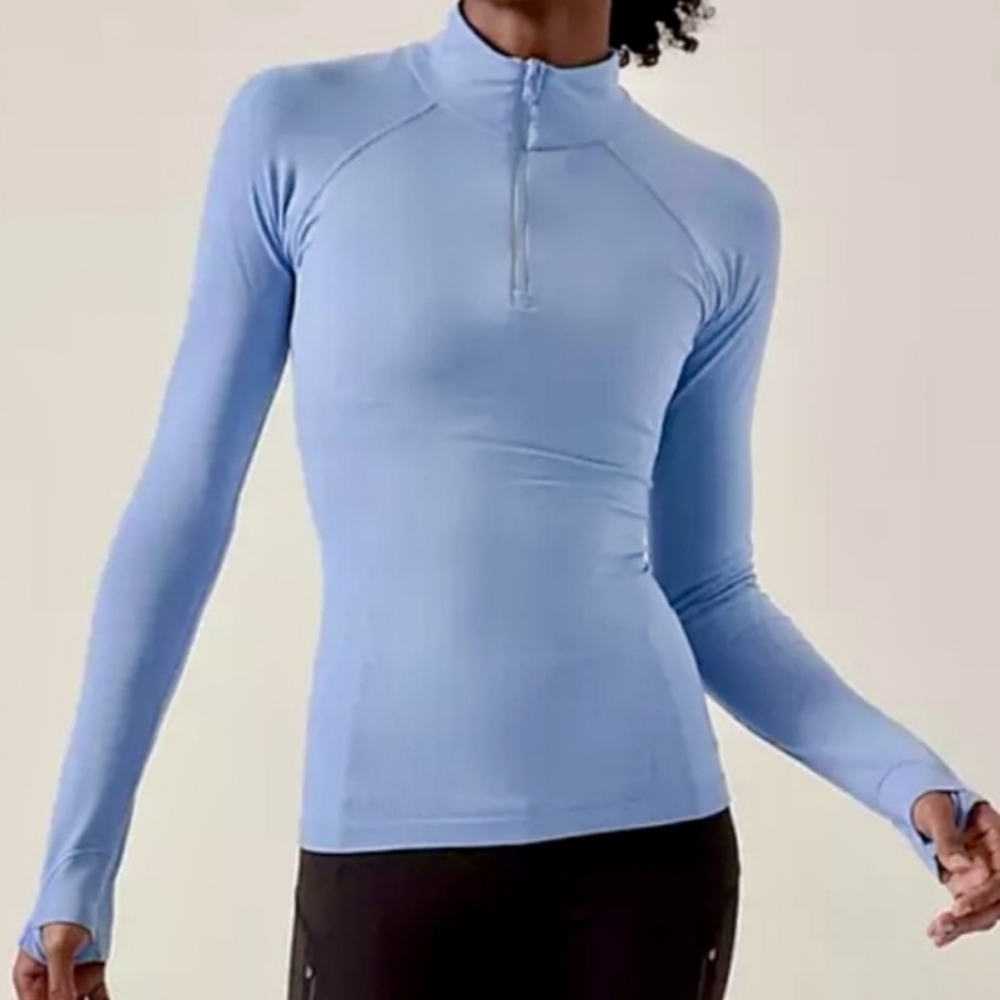 Athleta Momentum 1/2 Zip SzS Women Long Sleeve Top‎ Blue Outdoor Base Layer